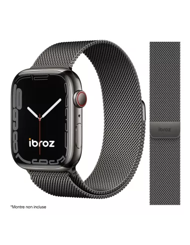 Bracelet Apple Watch 7, 6, SE, 5, 4, 3 - Maille milanaise acier - G...