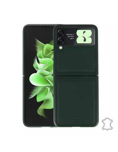 Samsung Galaxy Z Flip 3 (5G) - Etui Flip Cuir Véritable - Vert Sequ...