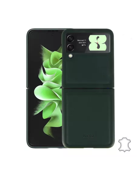 Samsung Galaxy Z Flip 3 (5G) - Etui Flip Cuir Véritable - Vert Sequ...