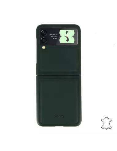 Samsung Galaxy Z Flip 3 (5G) - Etui Flip Cuir Véritable - Vert Sequ...