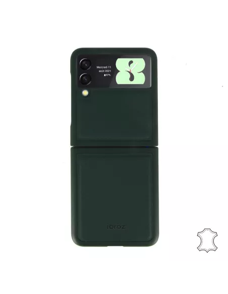 Samsung Galaxy Z Flip 3 (5G) - Etui Flip Cuir Véritable - Vert Sequ...