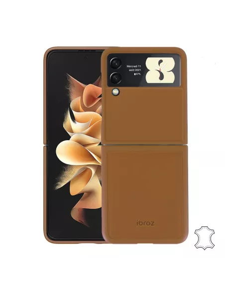 Samsung Galaxy Z Flip 3 (5G) - Flip Case Genuine Leather - Camel | I...
