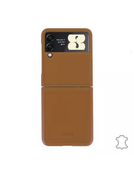 Samsung Galaxy Z Flip 3 (5G) - Flip Case Genuine Leather - Camel | I...