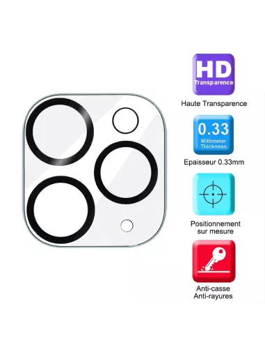 Lot de 2 Protections objectif caméra pour iPhone 11 Pro en verre tr...