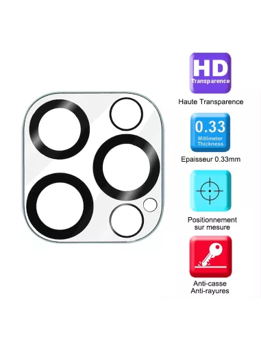 Lot de 2 Protections objectif caméra pour iPhone 12 Pro en verre tr...