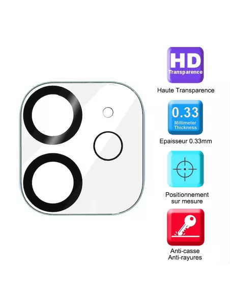Lot de 2 Protections objectif caméra pour iPhone 12 Mini en verre t...