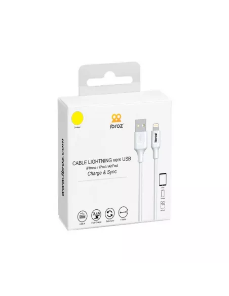 Câble iPhone, iPad, AirPod - Lightning vers USB type A - Charge et ...