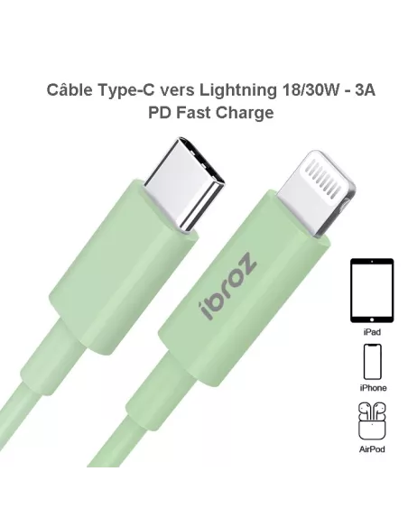 iPhone, iPad, AirPod cable - Lightning to USB-C (30W-3A) - Fast C...