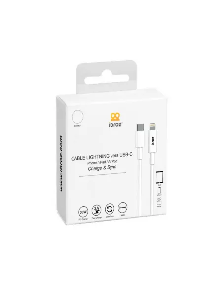 iPhone, iPad, AirPod cable - Lightning to USB-C (30W-3A) - Fast C...