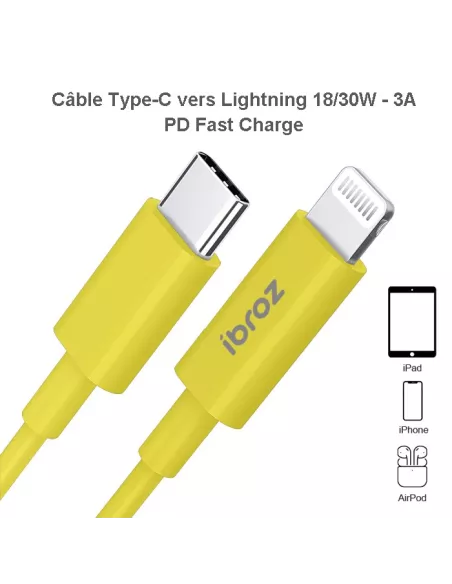 iPhone, iPad, AirPod cable - Lightning to USB-C (30W-3A) - Fast C...