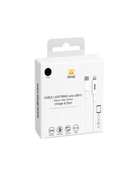 iPhone, iPad, AirPod cable - Lightning to USB-C (30W-3A) - Fast C...