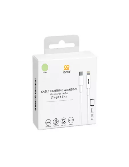 iPhone, iPad, AirPod cable - Lightning to USB-C (30W-3A) - Fast C...