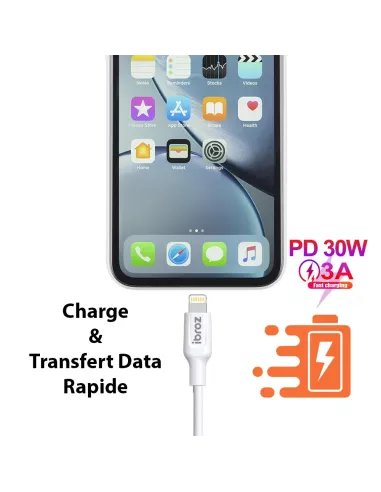 Câble iPhone, iPad, AirPod - Lightning vers USB-C (30W-3A) - Fast C...