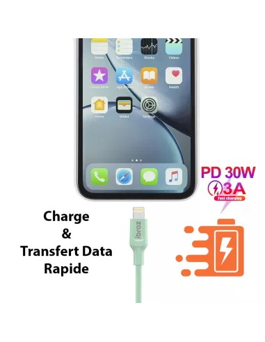 iPhone, iPad, AirPod cable - Lightning to USB-C (30W-3A) - Fast C...