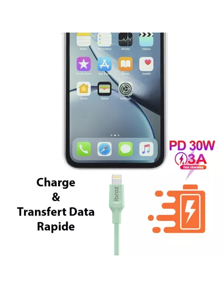iPhone, iPad, AirPod cable - Lightning to USB-C (30W-3A) - Fast C...