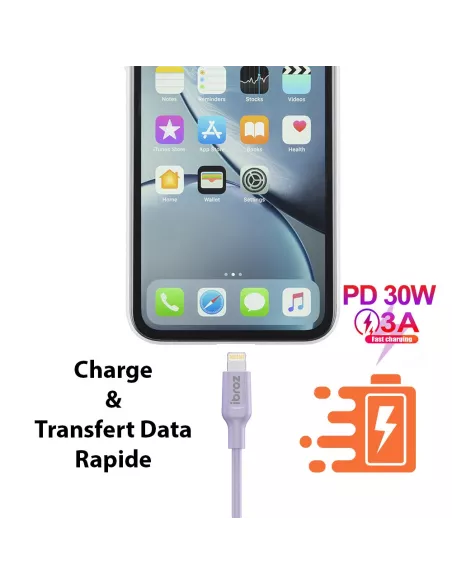 iPhone, iPad, AirPod cable - Lightning to USB-C (30W-3A) - Fast C...