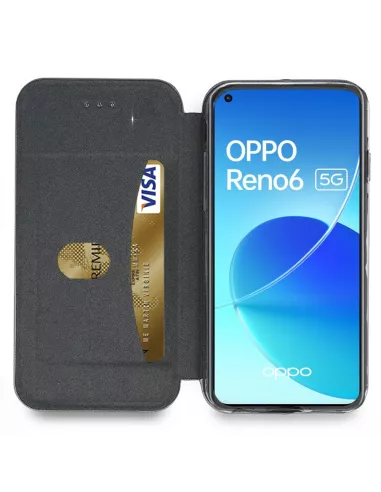 Oppo Reno 6 Etui Cuir Folio Clam + Verre Trempé 9H - Blanc | Ibroz