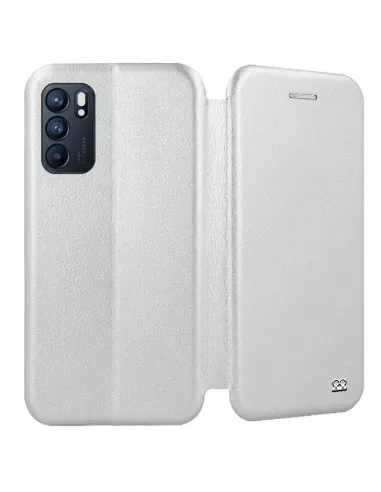Oppo Reno 6 Etui Cuir Folio Clam + Verre Trempé 9H - Blanc | Ibroz