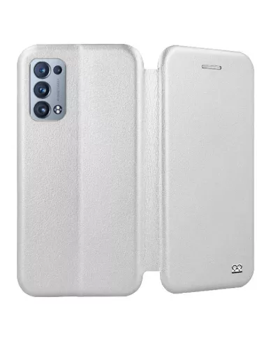 Oppo Reno 6 Pro Etui Cuir Folio Clam + Verre Trempé 9H - Blanc | Ibroz
