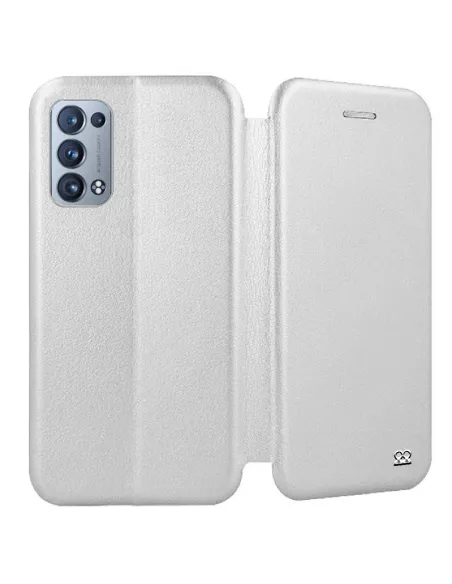 Oppo Reno 6 Pro Folio Clam Leather Case + 9H Tempered Glass - White | Ibroz