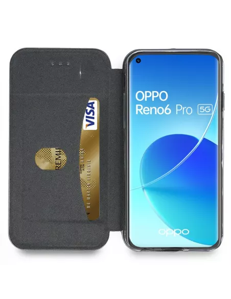 Oppo Reno 6 Pro Etui Cuir Folio Clam + Verre Trempé 9H - Blanc | Ibroz
