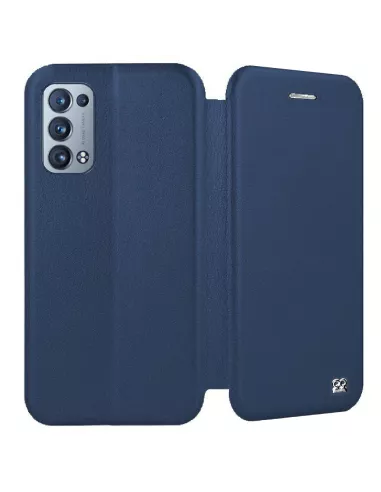 Oppo Reno 6 Pro Etui Cuir Folio Clam + Verre Trempé 9H - Bleu | Ibroz