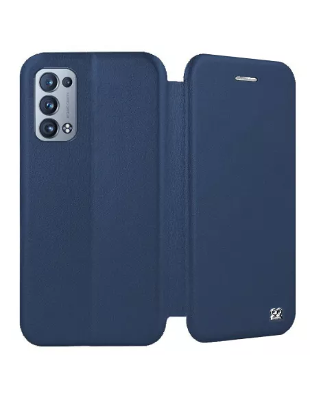 Oppo Reno 6 Pro Folio Clam Leather Case + 9H Tempered Glass - Blue | Ibroz