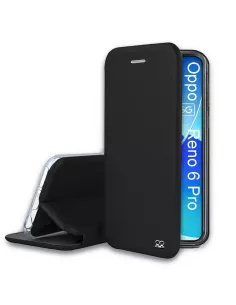 Oppo Reno 6 Pro Etui Cuir Folio Clam + Verre Trempé 9H - Noir | Ibroz