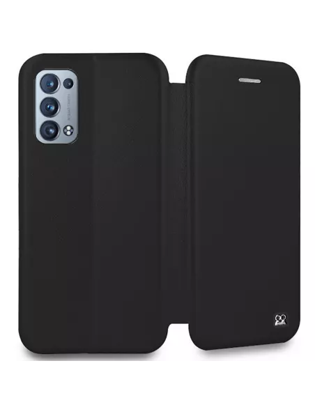 Oppo Reno 6 Pro Folio Clam Leather Case + 9H Tempered Glass - Black | Ibroz