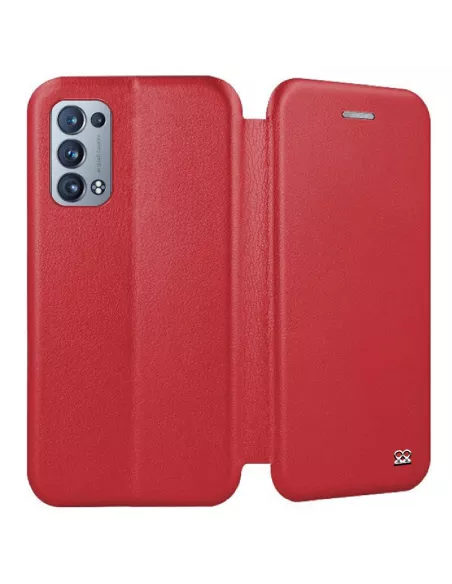 Oppo Reno 6 Pro Etui Cuir Folio Clam + Verre Trempé 9H - Rouge | Ibroz