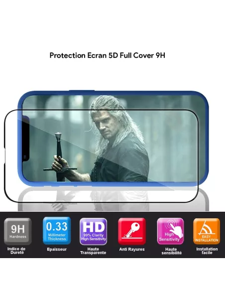 Apple iPhone 13 (6.1") Coque Liquid Silicone + Verre Trempé 9H (5D)...
