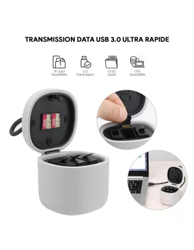 Chargeur 3 batteries Allin Box + Lecteur de cartes Micro SD + 2 Bat...