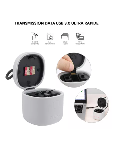 Chargeur 3 batteries Allin Box + Lecteur de cartes Micro SD + 2 Bat...