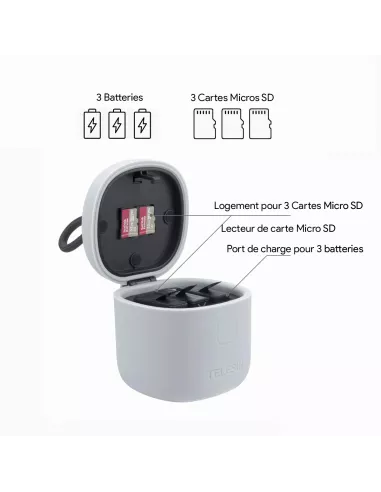 Chargeur 3 batteries Allin Box + Lecteur de cartes Micro SD + 2 Bat...