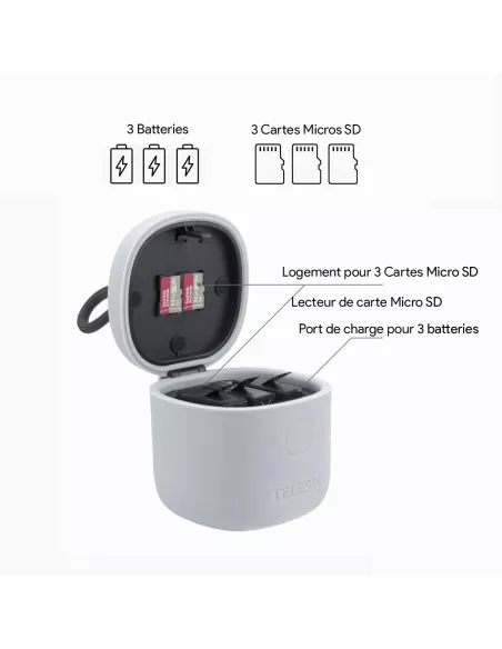 Chargeur 3 batteries Allin Box + Lecteur de cartes Micro SD + 2 Bat...