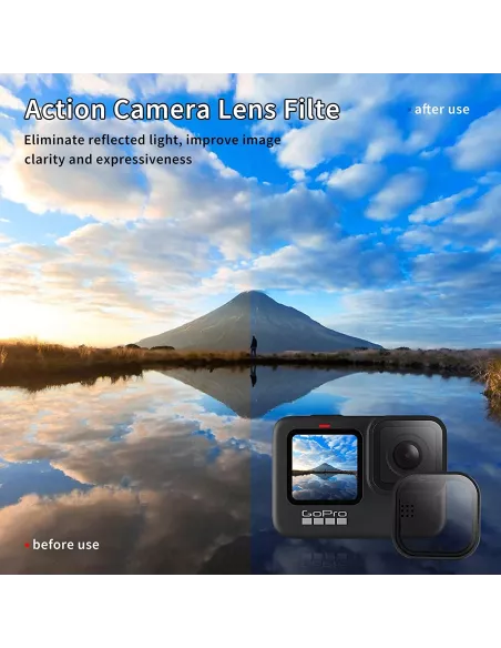 Filtre Polarisant CPL Anti Reflets pour GoPro Hero 11, Hero 10, Her...