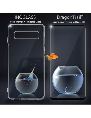 Galaxy S10 Plus Coque Inoglass en verre trempé + Verre trempé 9H | ...