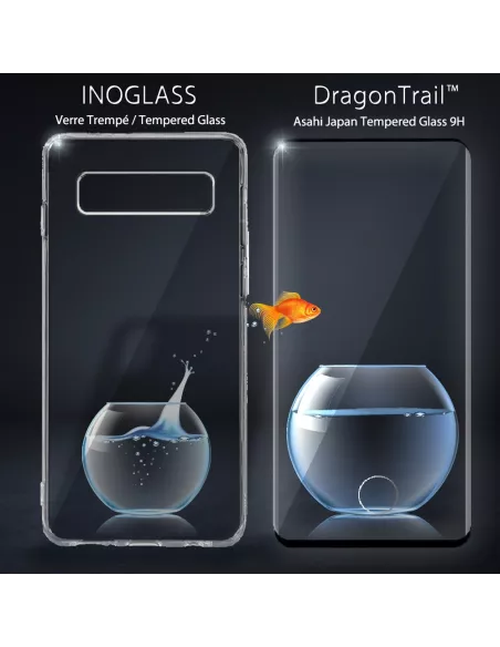 Galaxy S10 Plus Coque Inoglass en verre trempé + Verre trempé 9H | ...