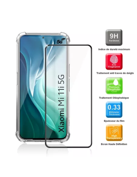 Xiaomi Mi 11i Pack Shockproof case + 9H screen protector - Transparent...