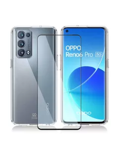 Oppo Reno 6 Pro Pack Coque antichocs + Verre Trempé 9H - Transparen...