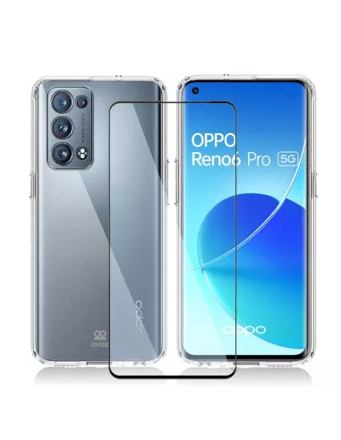 Oppo Reno 6 Pro Pack Coque antichocs + Verre Trempé 9H - Transparen...
