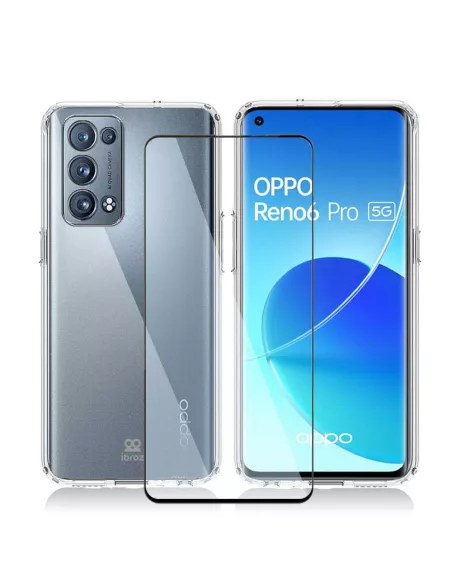 Oppo Reno 6 Pro Pack Coque antichocs + Verre Trempé 9H - Transparen...