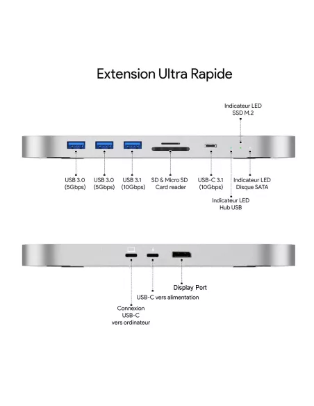 Dock HUB Mac Mini MC25 Pro DP - 8 in 1 Memory Extension - SATA SSD...