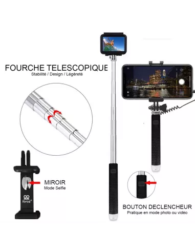 Pocket Selfie Pole for Videos, Gopro Vlogs and Smartphones | Ibroz