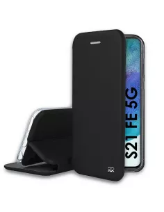 Samsung Galaxy S21 FE Leather Case Folio Clam - Black | Ibroz