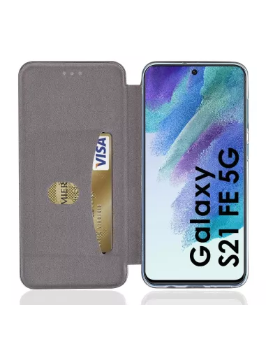 Samsung Galaxy S21 FE Leather Case Folio Clam - Black | Ibroz