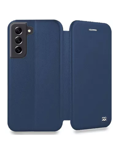 Samsung Galaxy S21 FE Etui Cuir Folio Clam - Bleu Cosmos | Ibroz
