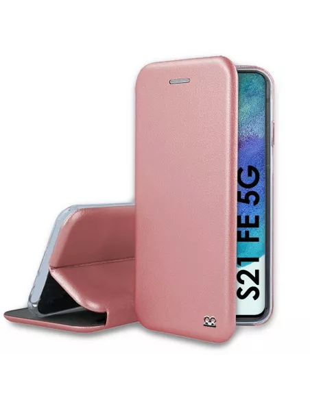 Samsung Galaxy S21 FE Etui Cuir Folio Clam - Rose Gold | Ibroz