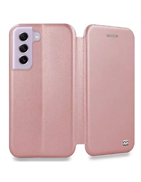 Samsung Galaxy S21 FE Leather Case Folio Clam - Rose Gold | Ibroz