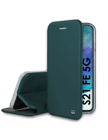 Samsung Galaxy S21 FE Folio Clam Leather Case - Sequoia Green | Ibroz
